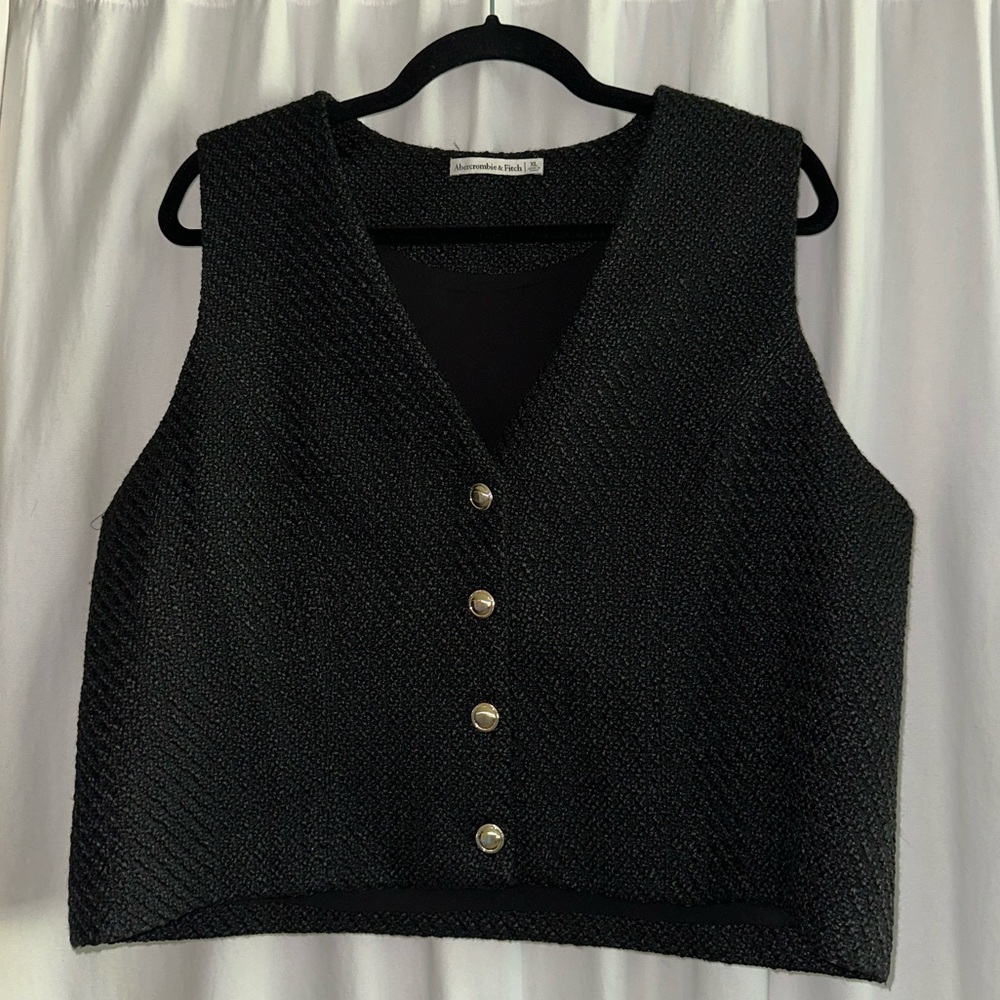 Abercrombie & Fitch Black Tweed Vest